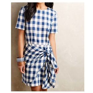 Anthropologie gingham tie waist dress - XSP